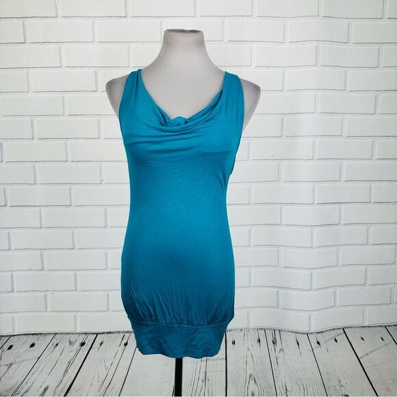 10/$25🦋 Wet Seal Teal Open Back Tunic Length Tank - Size Small - Picture 2 of 10